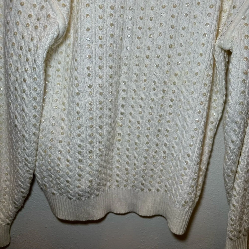 Eleanor P Brenner Vintage Gold Trim White Sweater Size Small - Picture 7 of 10
